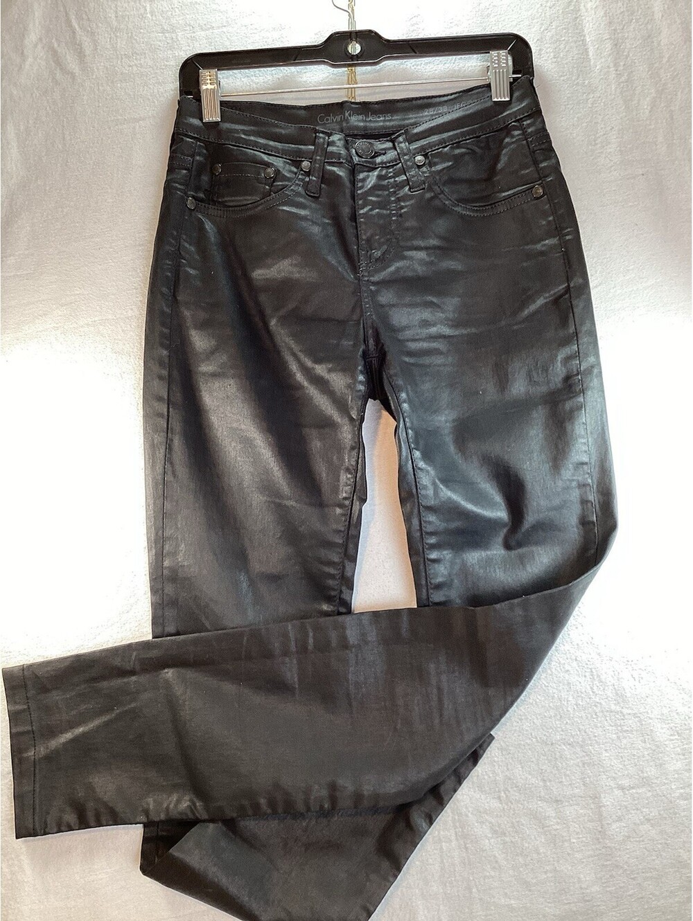 Calvin Klein Jeans Metallic Coated Skinny Jeans Size 28/38 Black